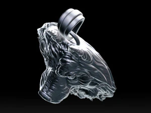 オオカミの頭のペンダント 3Dプリントモデル