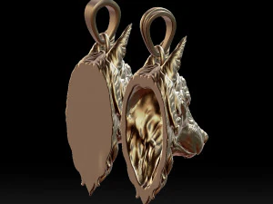 オオカミの頭のペンダント 3Dプリントモデル