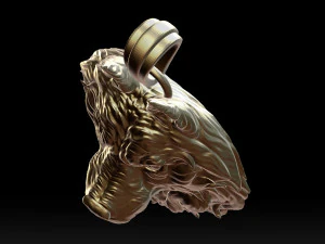 オオカミの頭のペンダント 3Dプリントモデル