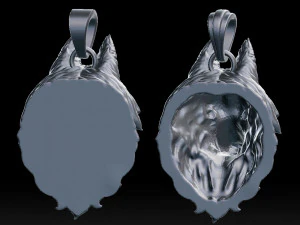 オオカミの頭のペンダント 3Dプリントモデル