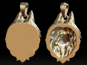 オオカミの頭のペンダント 3Dプリントモデル