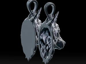 オオカミの頭のペンダント 3Dプリントモデル
