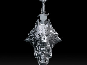 wolf head with human skull pendant 3D-printmodel