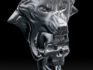 wolf head with human skull pendant Model do druku 3D