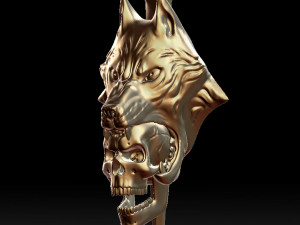 wolf head with human skull pendant Model do druku 3D