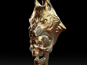wolf head with human skull pendant 3D Print Model