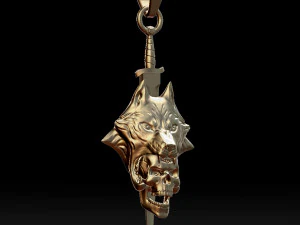 wolf head with human skull pendant 3D Print Model