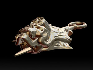 wolf head with human skull pendant Model do druku 3D