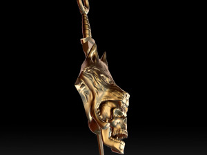 wolf head with human skull pendant Model do druku 3D