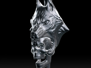 wolf head with human skull pendant Model do druku 3D