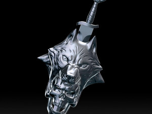 wolf head with human skull pendant Model do druku 3D