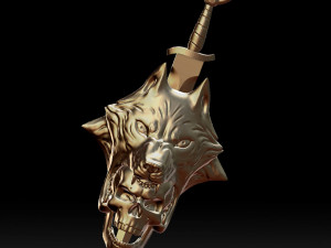 wolf head with human skull pendant Model do druku 3D