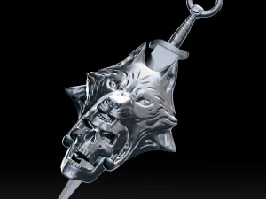 wolf head with human skull pendant 3D Print Model