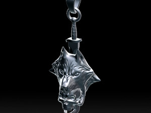 wolf head with human skull pendant Model do druku 3D