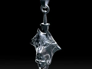 wolf head with human skull pendant 3D Print Model