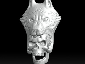 wolf head with human skull wall decoration 3d print model 3D Print Model