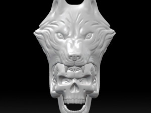 wolf head with human skull wall decoration 3d print model 3Dプリントモデル