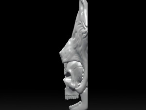 wolf head with human skull wall decoration 3d print model 3Dプリントモデル