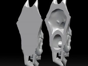 wolf head with human skull wall decoration 3d print model 3Dプリントモデル