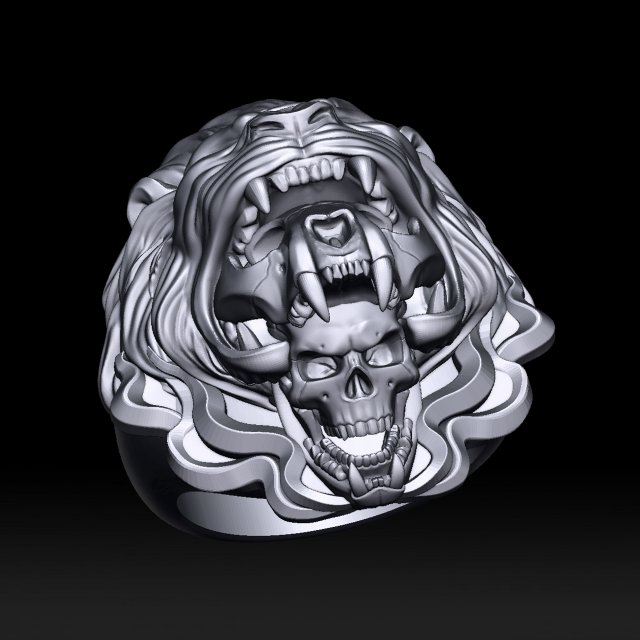 lion skull ring 3D-printmodel .c4d .max .obj .3ds .fbx .stl .blend 