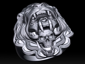 lion skull ring Modelo de Impressão 3D