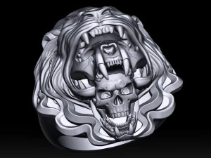 狮子骷髅戒指 3D 打印模型