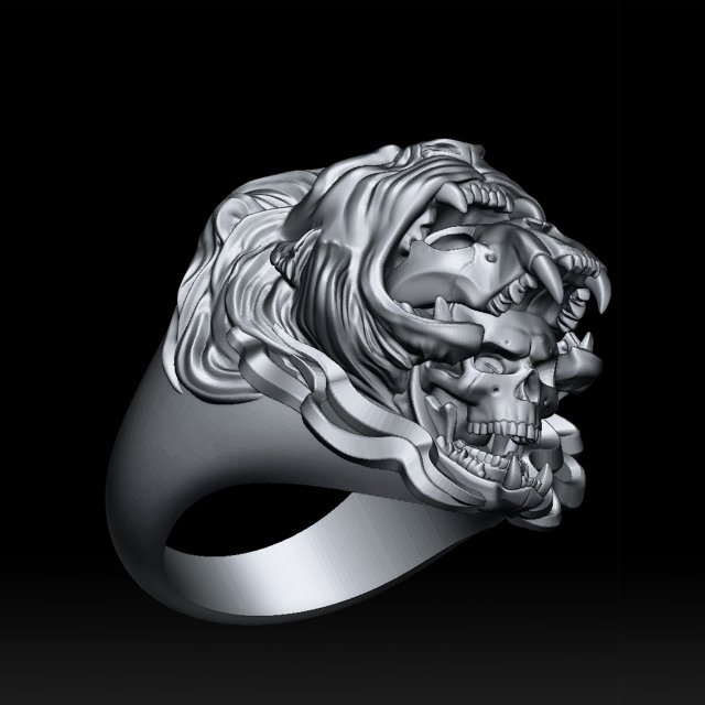 lion skull ring 3D
