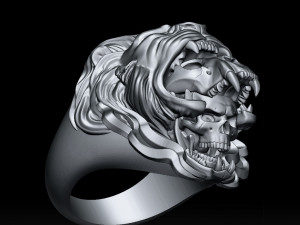 lion skull ring 3D-printmodel