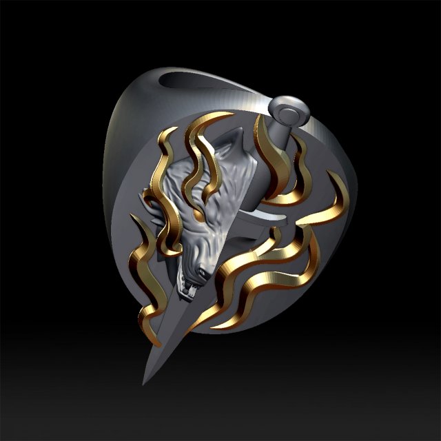 wolf and dagger ring Modelo de Impressão 3D .c4d .max .obj .3ds .fbx .stl .blend 