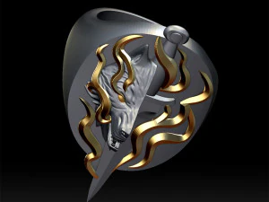 wolf and dagger ring 3D Print Model