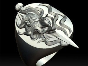 wolf and dagger ring Modelo de Impressão 3D