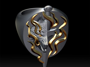 wolf and dagger ring Modelo de Impressão 3D
