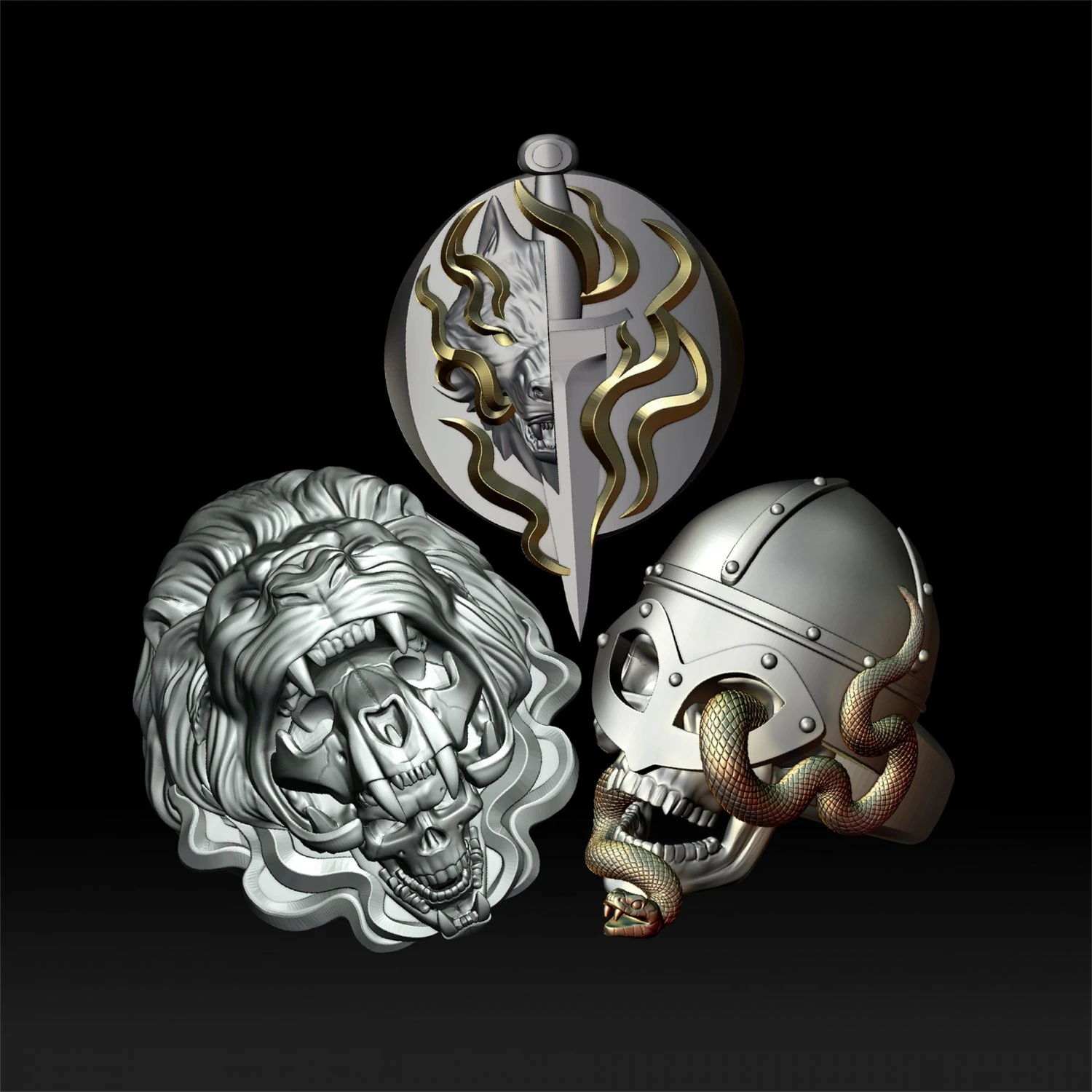 brutal rings 3d print model 3D Print Model .c4d .max .obj .3ds .fbx .stl .blend