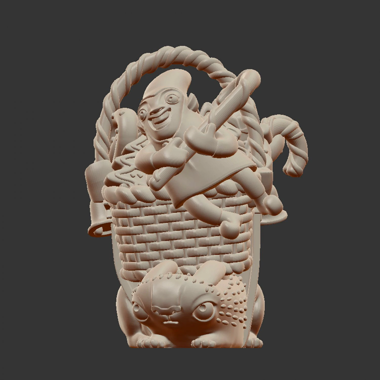 3D printed Funny Christmas elf with bunny and gifts 3D Print Model .c4d .max .obj .3ds .fbx .stl .blend