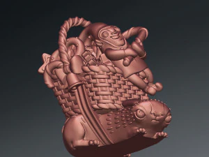3D printed Funny Christmas elf with bunny and gifts 3D Print Model