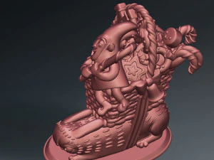3D printed Funny Christmas elf with bunny and gifts 3D Print Model
