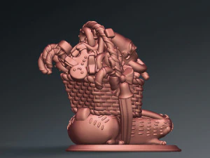 3D printed Funny Christmas elf with bunny and gifts 3D Print Model