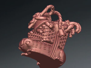 3D printed Funny Christmas elf with bunny and gifts 3D Print Model
