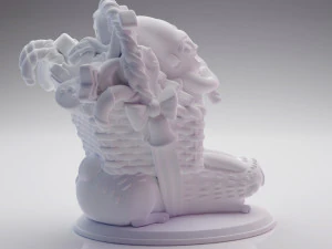 3D printed Funny Christmas elf with bunny and gifts 3D Print Model