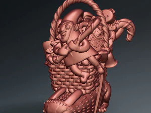 3D printed Funny Christmas elf with bunny and gifts 3D Print Model