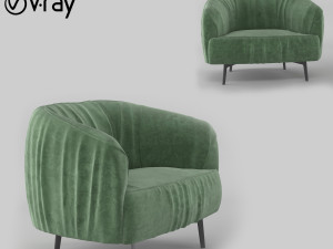 Wrinkle Armchair With Green Fabric 3D Model