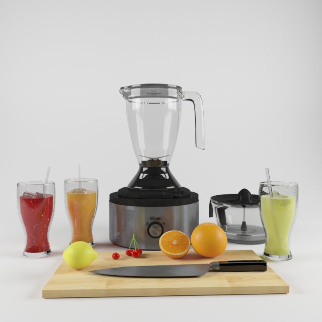 fruit and mixer Modelo 3D .c4d .max .obj .3ds .fbx .stl .blend 
