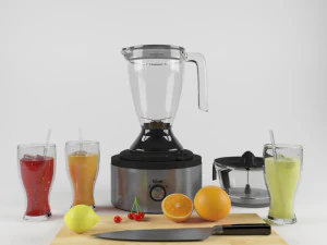 фрукти і міксер 3D Модель