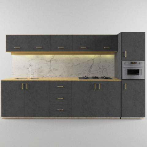 black kitchen 3D Model .c4d .max .obj .3ds .fbx .stl .blend 
