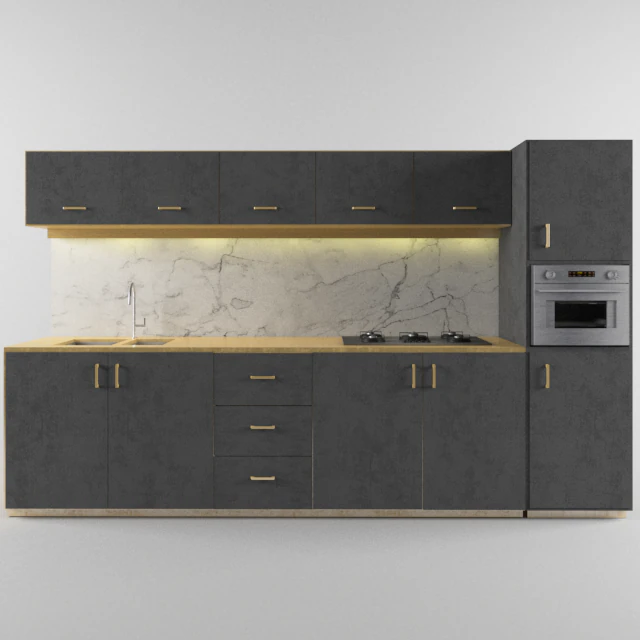 black kitchen 3D Model .c4d .max .obj .3ds .fbx .stl .blend