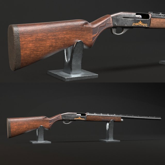 remington 1100 3D Модель .c4d .max .obj .3ds .fbx .stl .blend