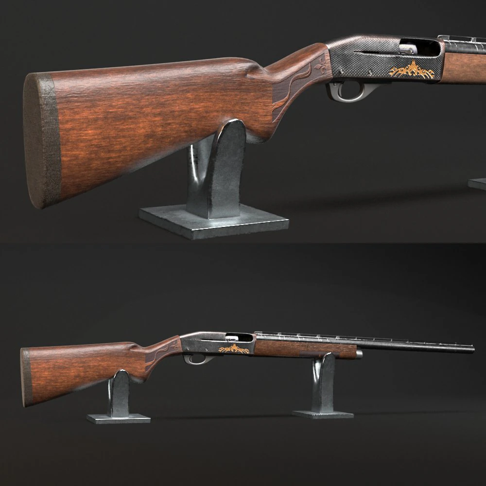 remington 1100 3D Model .c4d .max .obj .3ds .fbx .stl .blend 