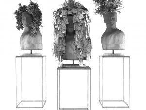 sculpture and plants 3D Model