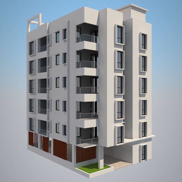 apartment building Modelo 3D .c4d .max .obj .3ds .fbx .stl .blend 