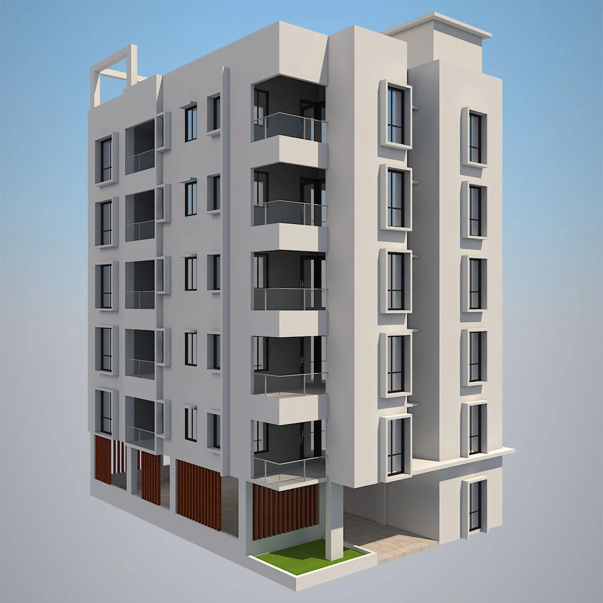 apartment building 3D Model .c4d .max .obj .3ds .fbx .stl .blend 